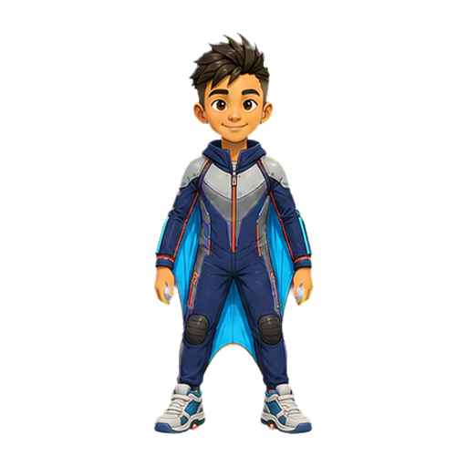 Hugo in the Night Comet wingsuit standing in a neutral front pose