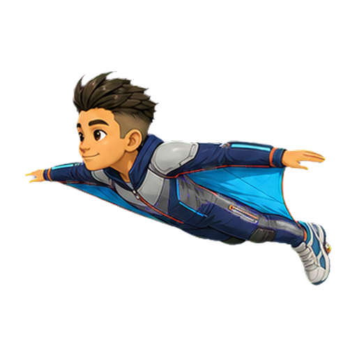Hugo in the Night Comet wingsuit gliding level