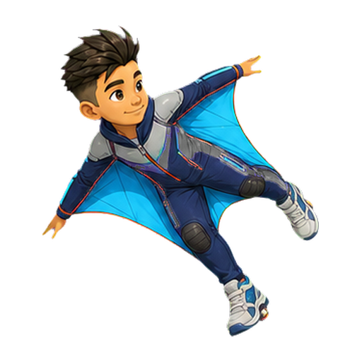 Hugo in the Night Comet wingsuit banking left
