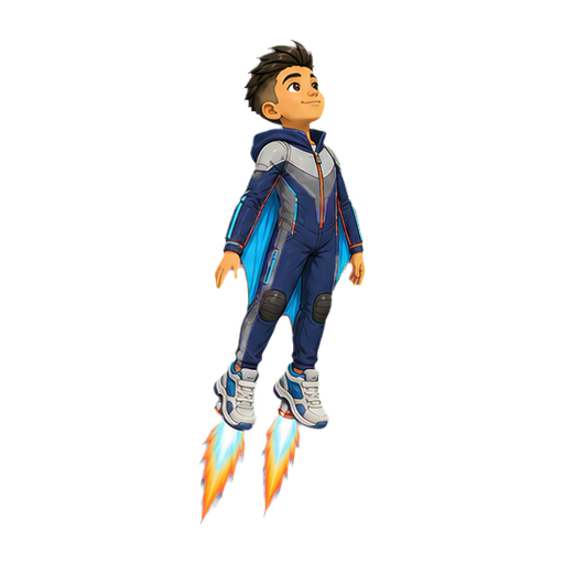 Hugo in the Night Comet wingsuit using the mini jets beneath his shoes