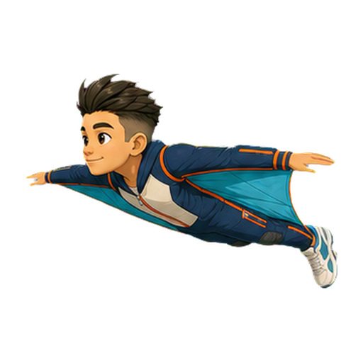 Hugo in the Skyline wingsuit gliding level