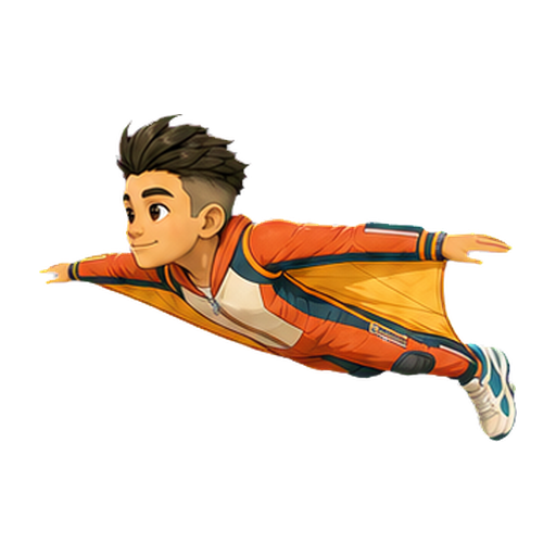 Hugo in the Sunrise wingsuit gliding level