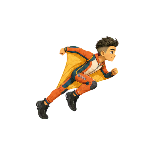 Hugo launching from a sprint in side profile