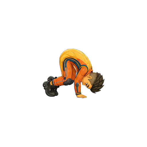 Hugo tucking his head and planting a hand to enter a forward roll