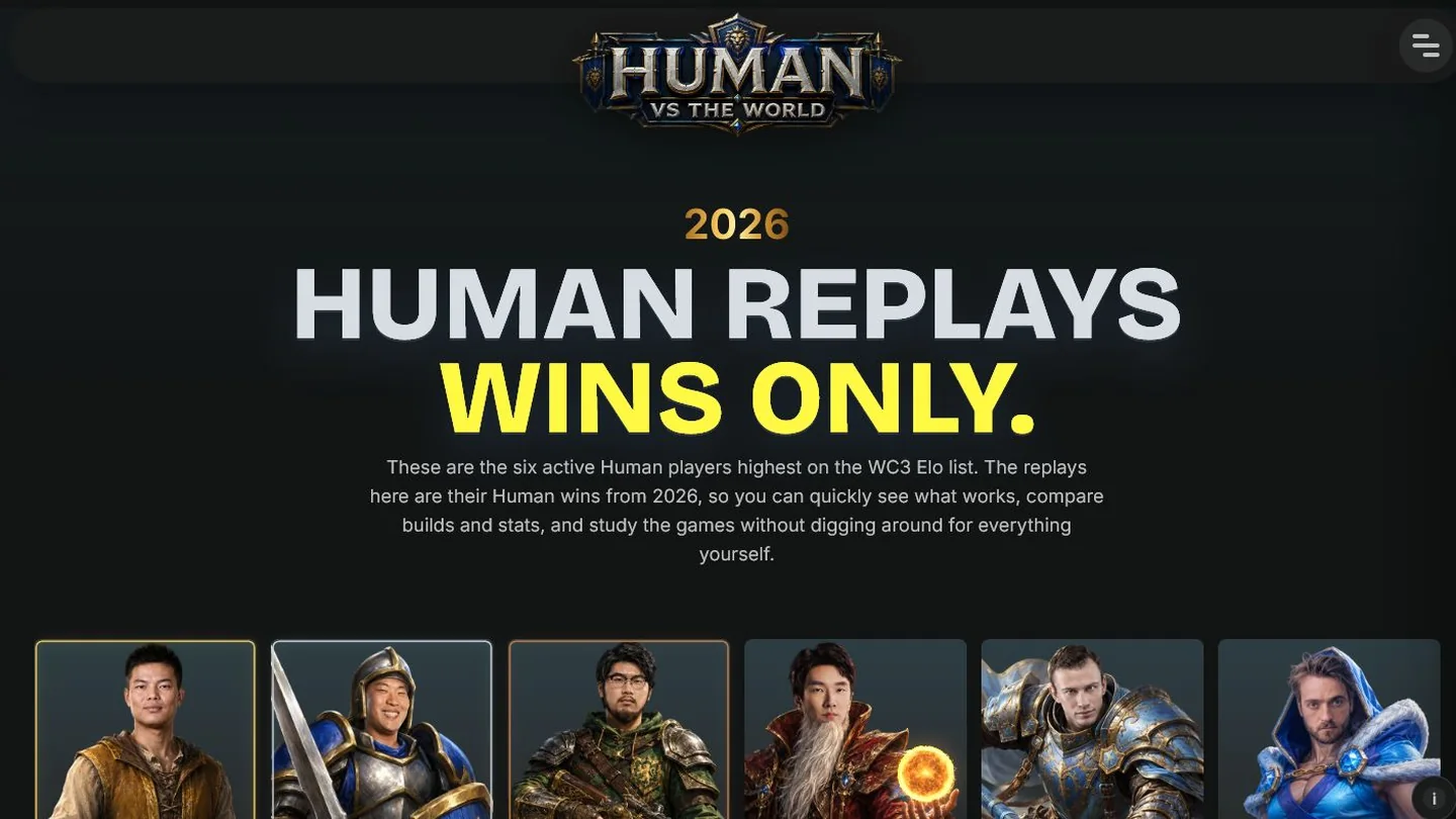Human vs the World website homepage
